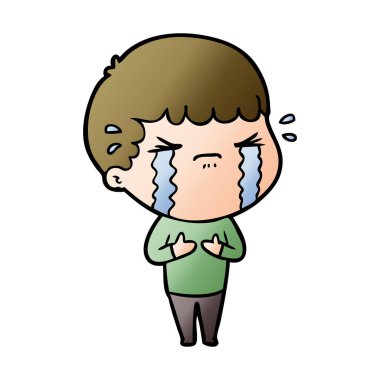 vektör çizim karikatür adam ağlıyor