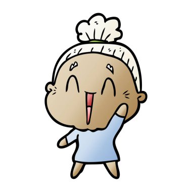 karikatür mutlu yaşlı kadın