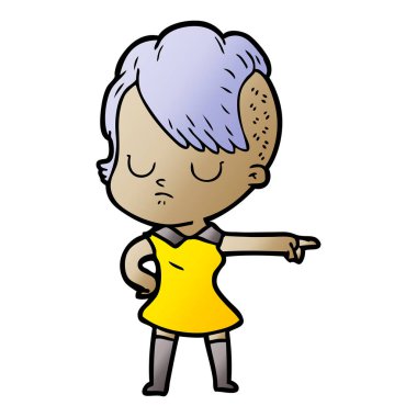 Çizgi filmdeki kadının vektör çizimi