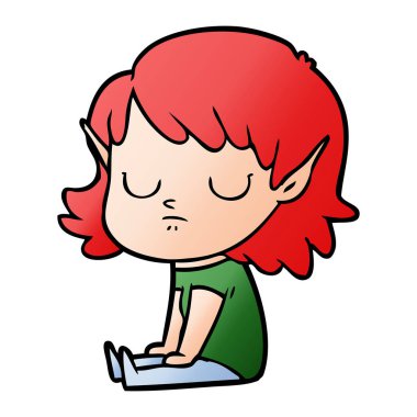 vektör çizim karikatür elf kızı