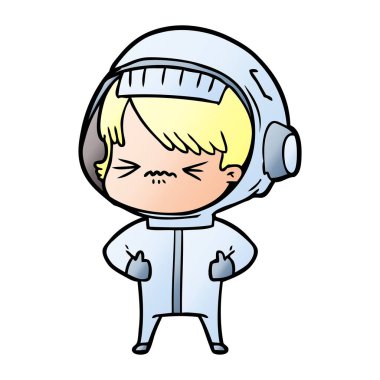 vektör çizim karikatür astronot kadın