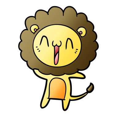 mutlu karikatür aslan vektör çizim