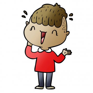 karikatür mutlu çocuk şaşırmış