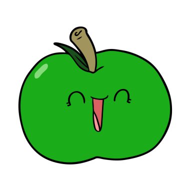 elma gülüyor karikatür vektör çizim
