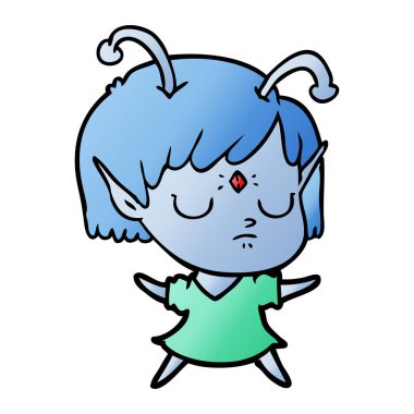 vektör çizim karikatür uzaylı kız