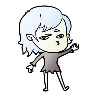 Çizgi filmdeki vampir kızın vektör çizimi