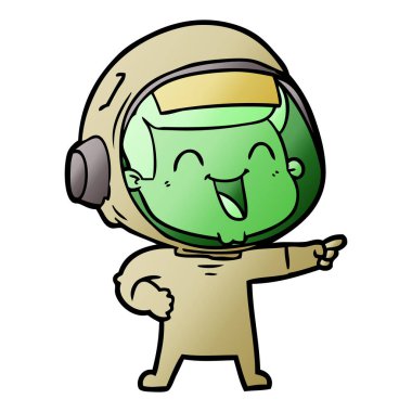 mutlu karikatür astronot vektör çizim
