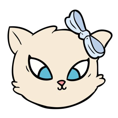 Sevimli çizgi kedi yay ile