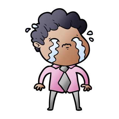 vektör çizim karikatür adam ağlıyor