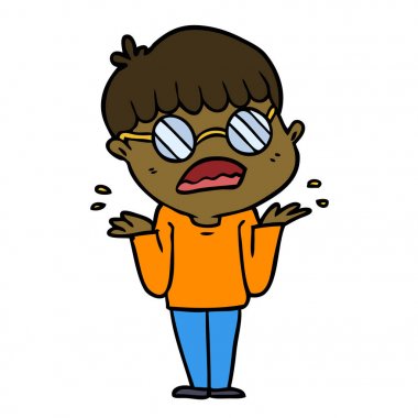 çizgi film karışık çocuk gözlük takıyor