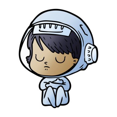 vektör çizim karikatür astronot kadın