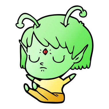 vektör çizim karikatür uzaylı kız