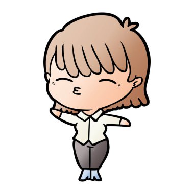 Çizgi filmdeki kadının vektör çizimi