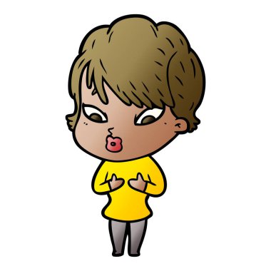 Çizgi filmdeki kadının vektör çizimi