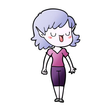 vektör çizim karikatür elf kızı