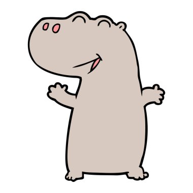 Çizgi film Hippopotamus 'un Vektör İllüstrasyonu
