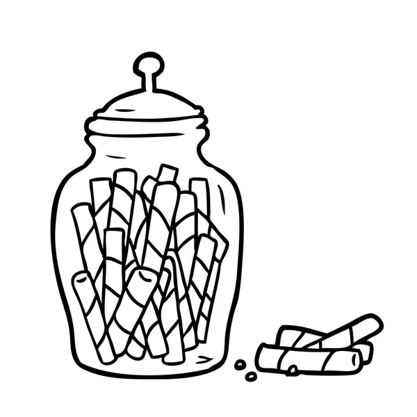 Line Drawing Traditional Candy Sticks Jar — Stock Vector