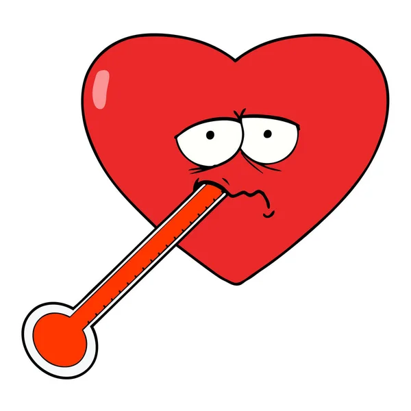 Dibujos Animados Amor Corazón Enfermo — Vector de stock