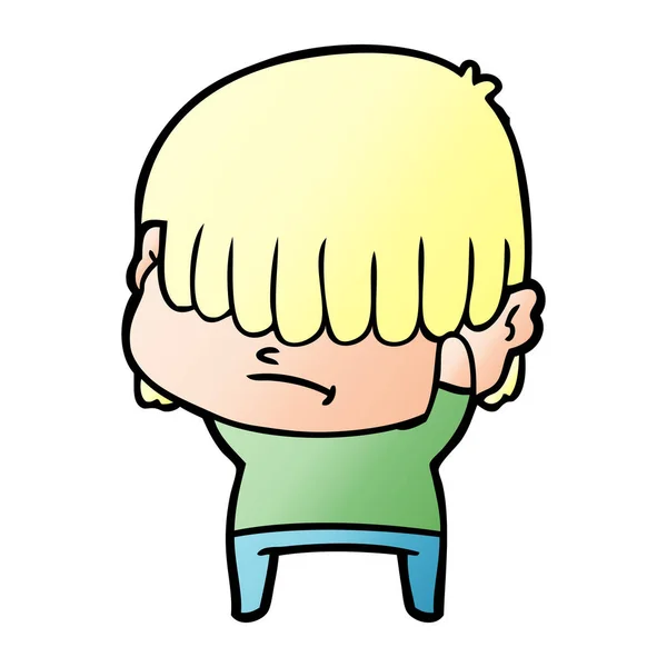 だらしない髪の漫画少年 — ストックベクタ