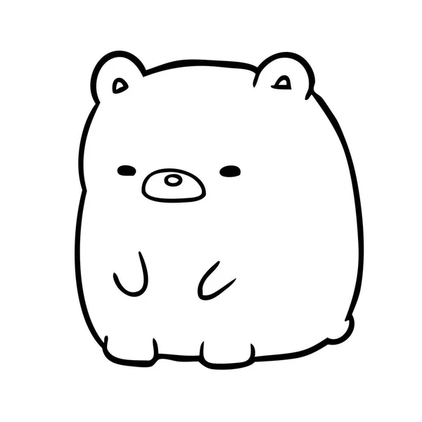 Cute Line Drawing Sad Bear — Stock Vector