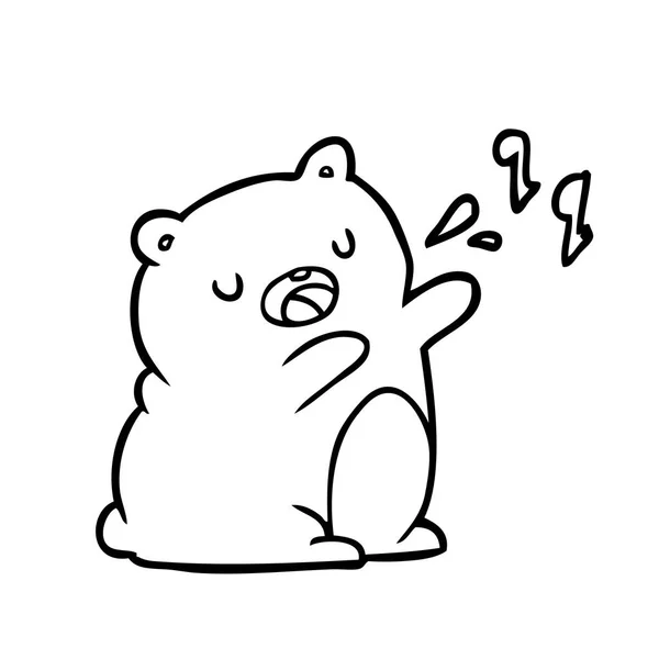 Line Drawing Bear Singing Song — Stock Vector