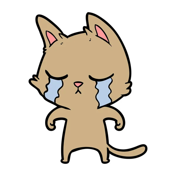 Vector Illustration Crying Cartoon Cat — Stock Vector