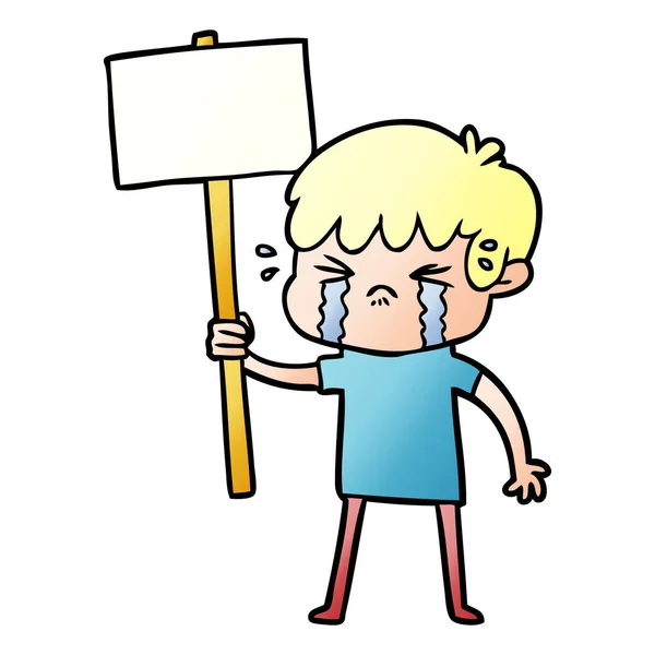 Vector Illustration Cartoon Boy Crying — Stock Vector