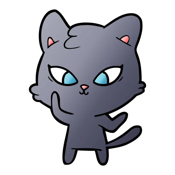 Vector Illustration Cute Cartoon Cat — Stock Vector