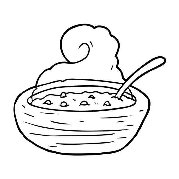 スープの熱いボウルの線画 — ストックベクタ
