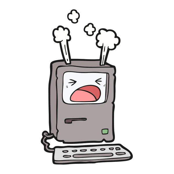 Vector Illustration Cartoon Overheating Computer — Stock Vector