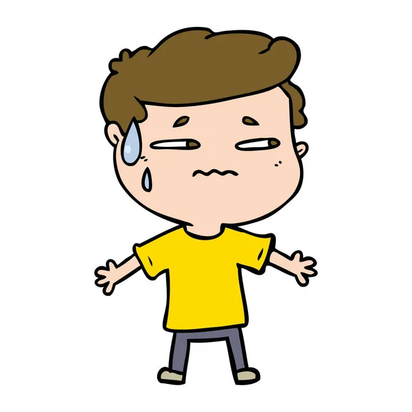 Illustrazione Vettoriale Uomo Ansioso Cartone Animato — Vettoriale Stock
