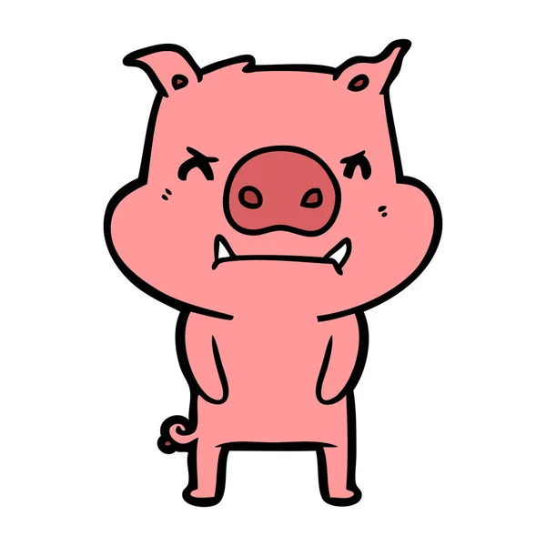 Illustration Vectorielle Cochon Dessin Animé Colère — Image vectorielle