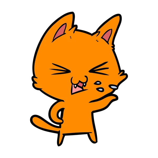 Ilustração Vetorial Assobio Gato Desenhos Animados — Vetor de Stock