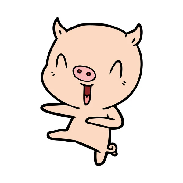 漫画豚ダンスのベクトル イラスト — ストックベクタ