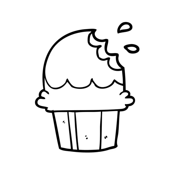 Line Drawing Chocolate Cupcake — Stock Vector