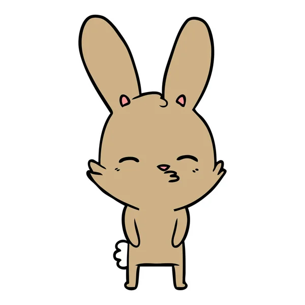 Meraklı Bunny Çizgi Vektör Çizim — Stok Vektör