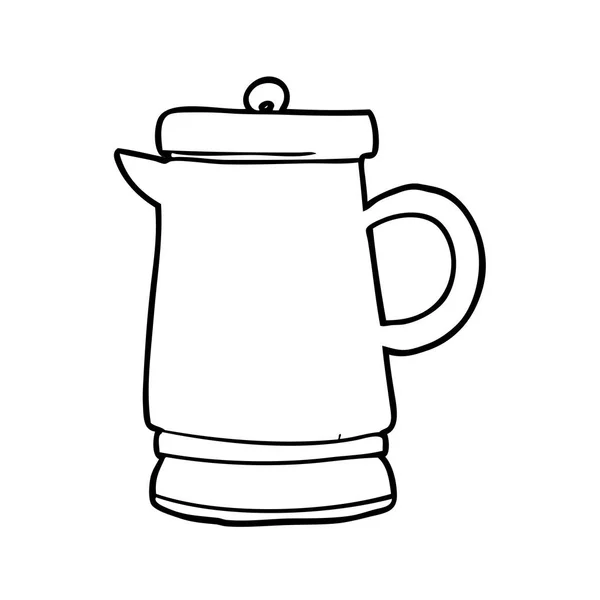 Line Drawing Old Metal Kettle — Stock Vector