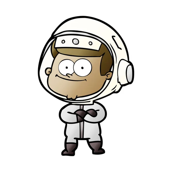 Vektor Ilustrasi Kartun Astronot Bahagia - Stok Vektor