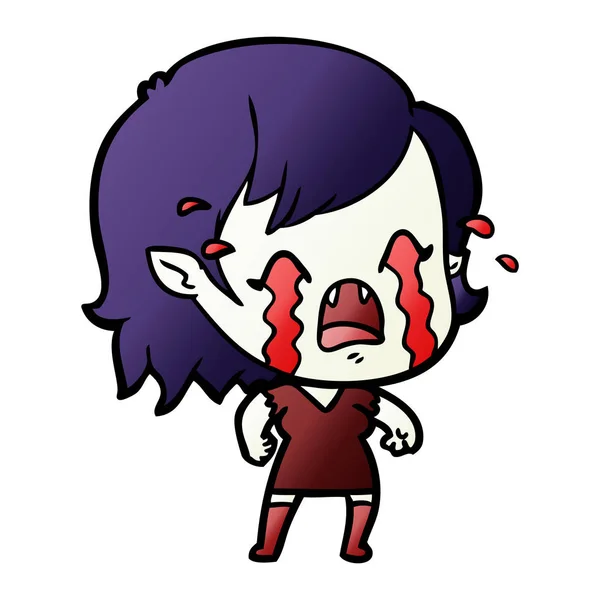 Cartoon Gråtande Vampyr Flicka — Stock vektor