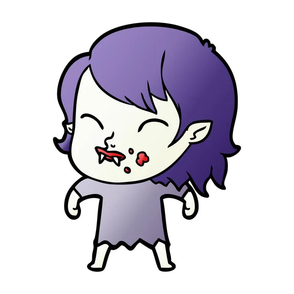 Cartoon Vampire Girl Blood Cheek — Stock Vector