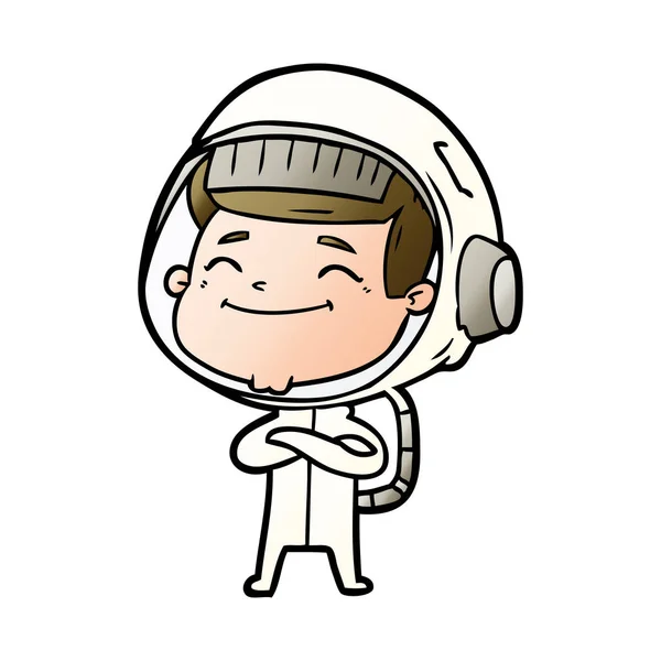 Vektorillustration Glad Cartoon Astronaut — Stock vektor