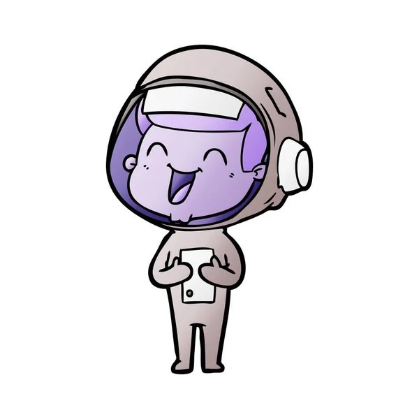 Vektorillustration Glad Cartoon Astronaut — Stock vektor