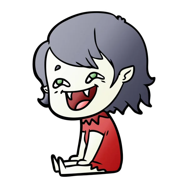 Desenho Animado Rindo Vampiro Menina — Vetor de Stock
