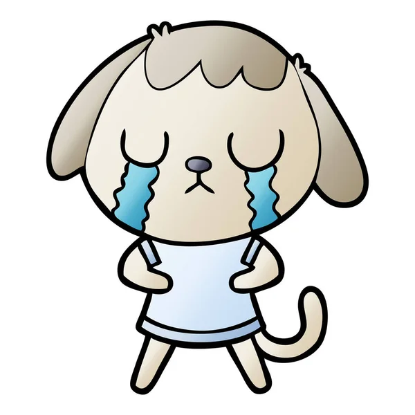 かわいい漫画の犬が泣いています — ストックベクタ