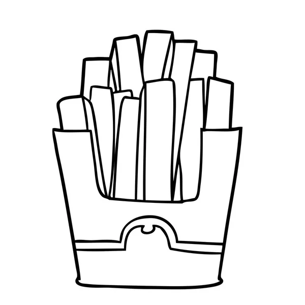 Line Drawing Junk Food Fries — Stock Vector