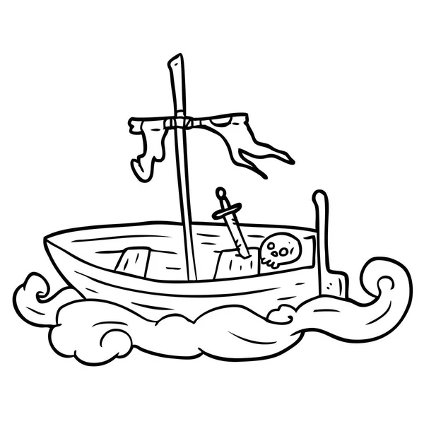Line Drawing Old Shipwrecked Boat — Stock Vector
