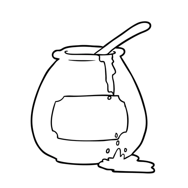Line Drawing Honey Pot — Stock Vector