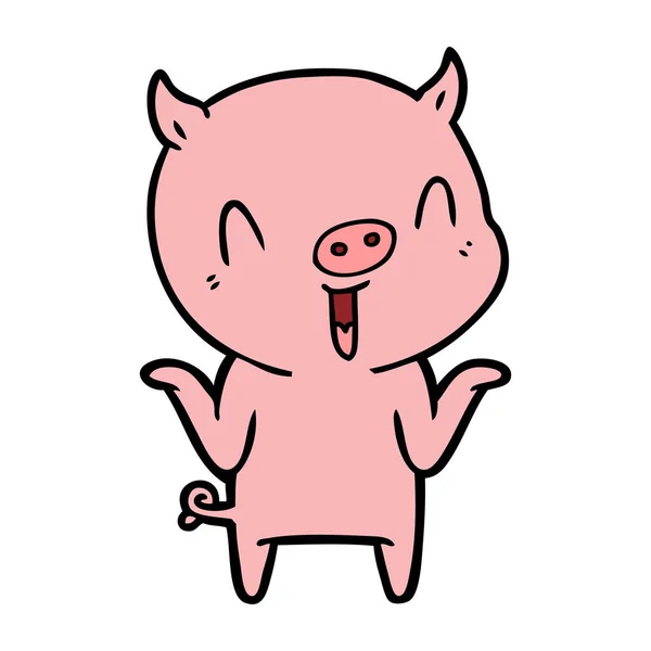 Illustration Vectorielle Cochon Heureux Dessin Animé — Image vectorielle