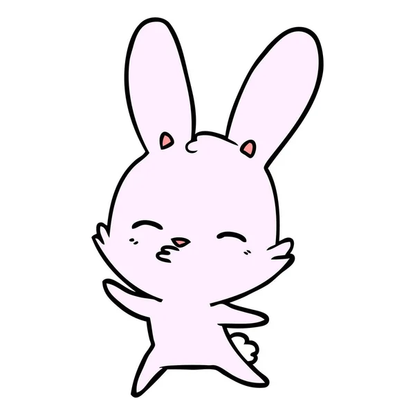 Kíváncsi Hullámzó Bunny Rajzfilm — Stock Vector