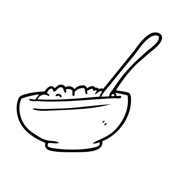 Línea Dibujo Tazón Arroz — Vector de stock